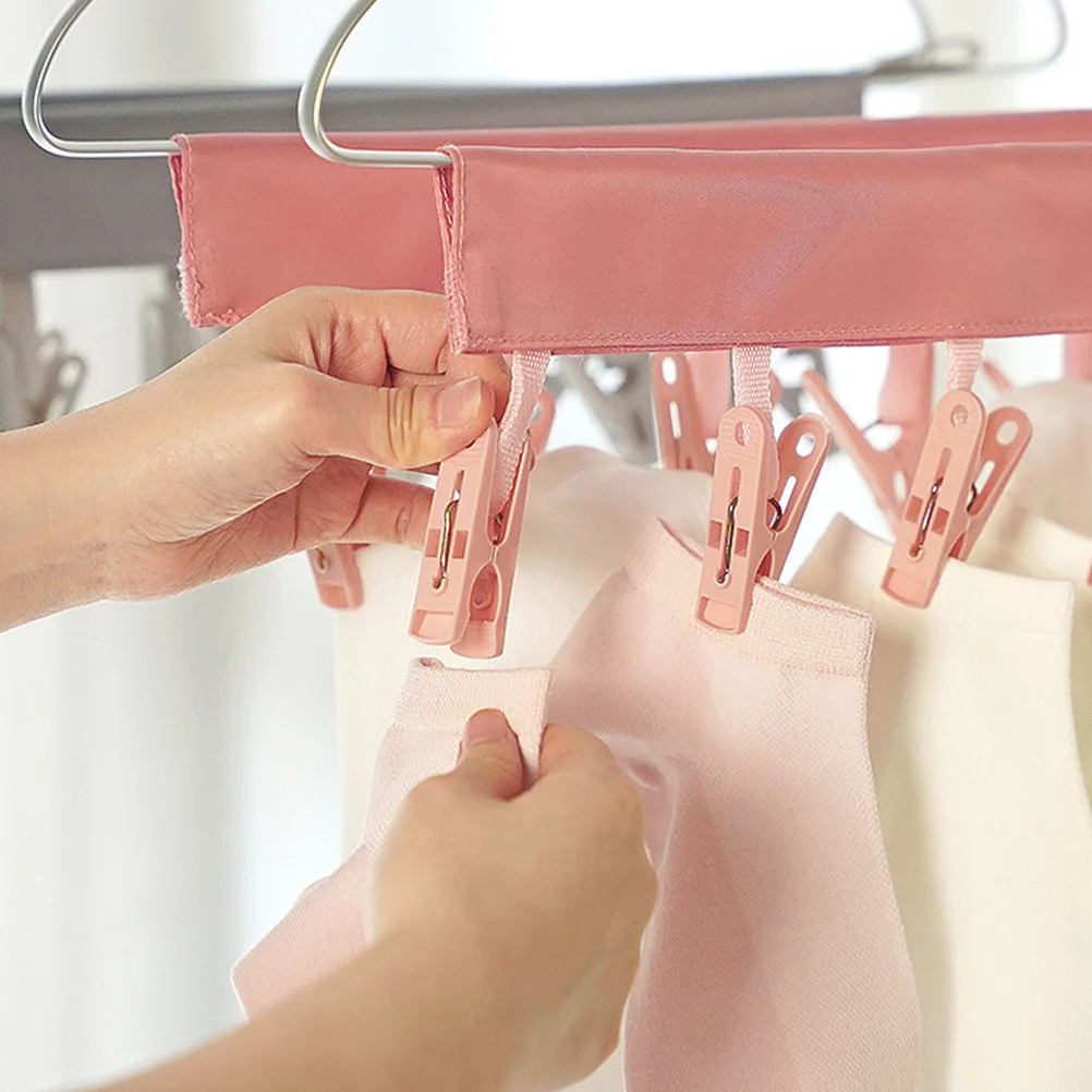 

2Pcs Multi functional Hanger Clips Fabric Plastic Foldable Laundry Clothespins Sock Underwear Drying Rack Household Storage