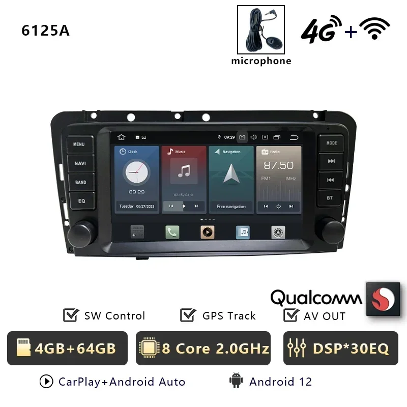 CHSTEK Autoradio Draadloze Carplay Multimedia Speler Voor VOLVO XC70 V70 S60 S40 V40 2005-2008 Android 13 Qualcomm navigatie GPS