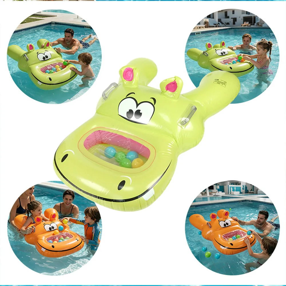 Children's hippo floating row, pitching swimming ring, toy inflatable floating bed, recliner, cartoon toy floating row chair