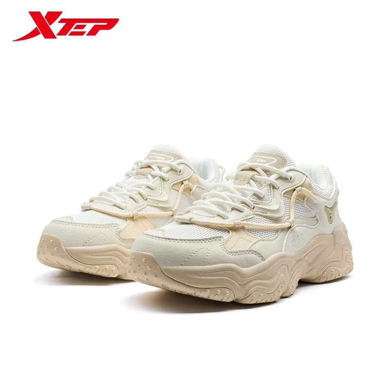Xtep Volcano Women Casual Shoes 2025 Spring Comfortable Wrapping Lightweight Mesh Retro Urban Outdoor Sport Shoes 975118320052