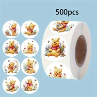 500pcs/Roll Pooh Bear Cute Cartoon Sealing Sticker DIY PVC Laptop Decals Decoration Stiker Reward Gift Toy