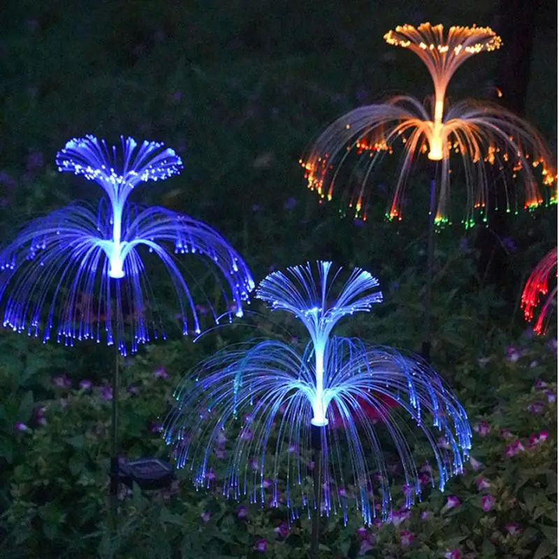 Solar Christmas Tree Garden Stake Lights 2X Outdoor Garden Jellyfish Christmas Tree Stake Lights Waterproof Decorative 7 Color