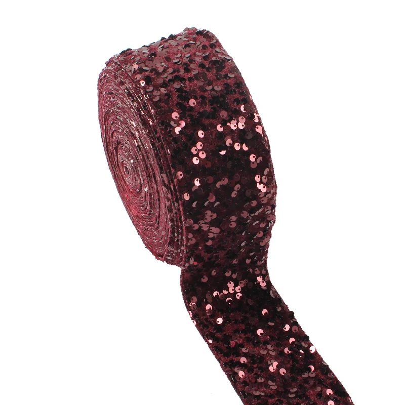 

Wine Sequin Ribbon 20yards 75mm Ribbon for Hairbows Craft Materials DIY Accessorics