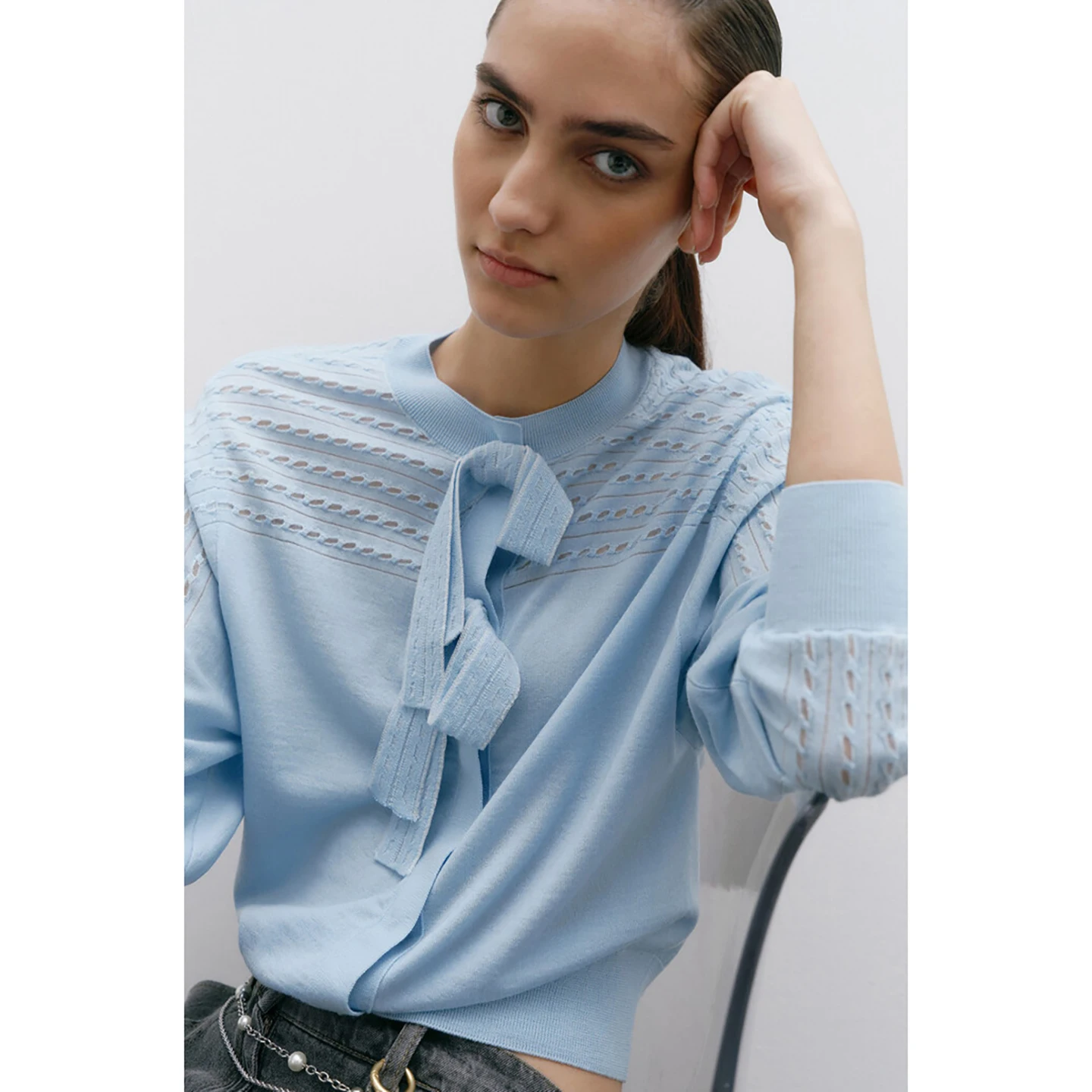 

Корейский вязаный свитер с круглым вырезом, эластичный, универсальный, для повседневной носки, с длинными рукавами