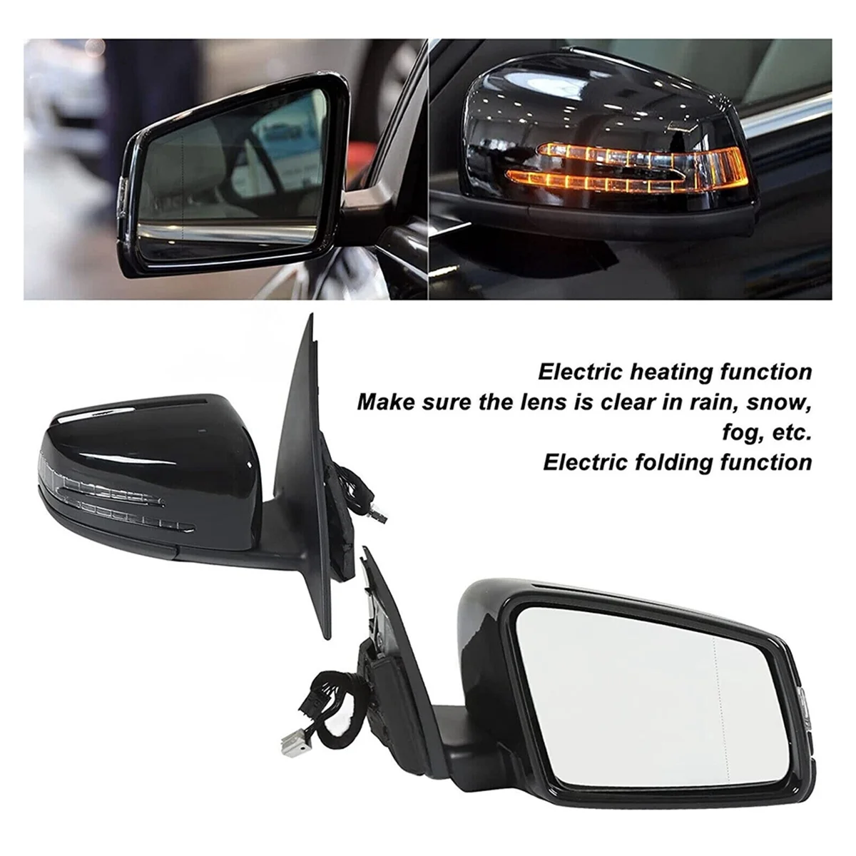 

LGW-uRight Side Door Rear View Mirror Assembly Black for Mercedes Benz W204 C-Calss C300 C350 C63
