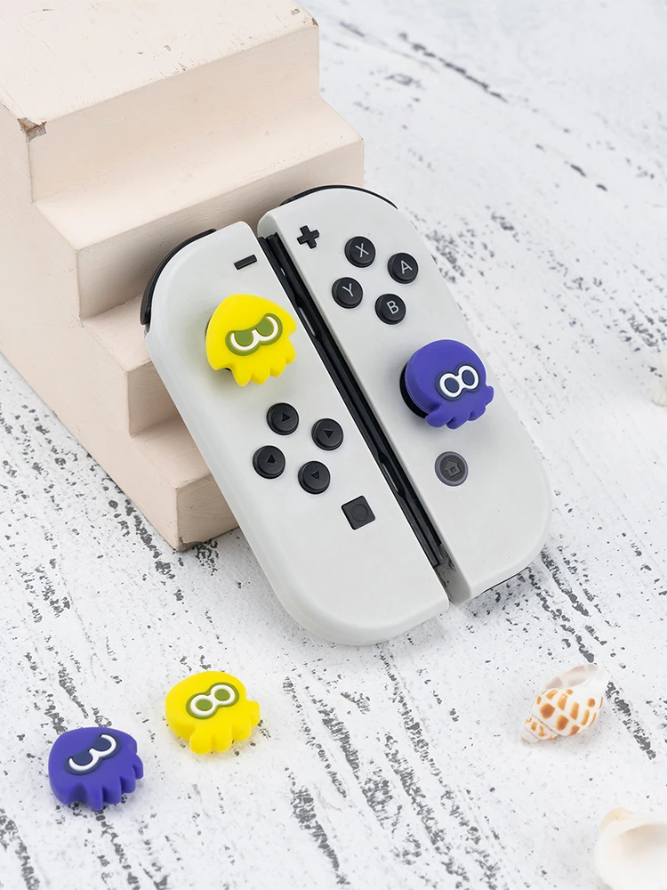 Game Splatoon3 Cute Game Controller Cover Silicone Squid Octopus  Handle Keycap Thumb Stick for Joycon Switch PS4/PS5/NSPRO