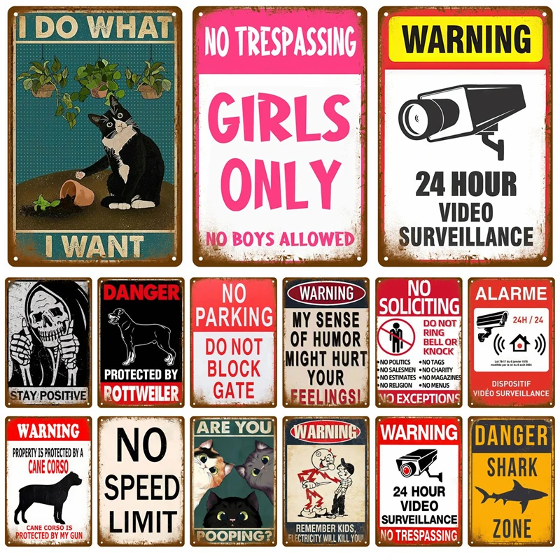 Home Security Zones - 2D Flat Metal Sign Funny Warning