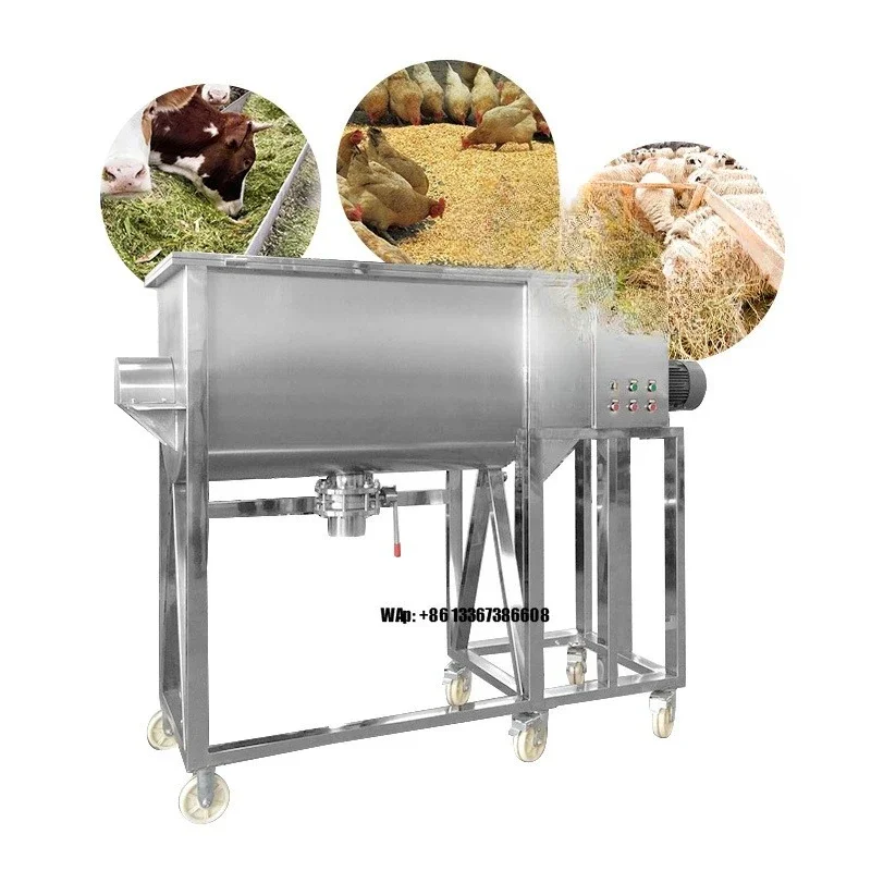 China Granule Mixer 100 Kg Cement Premix Cattle Animal Feed Mill and Mini Horizontal Feed Mixer for Sale