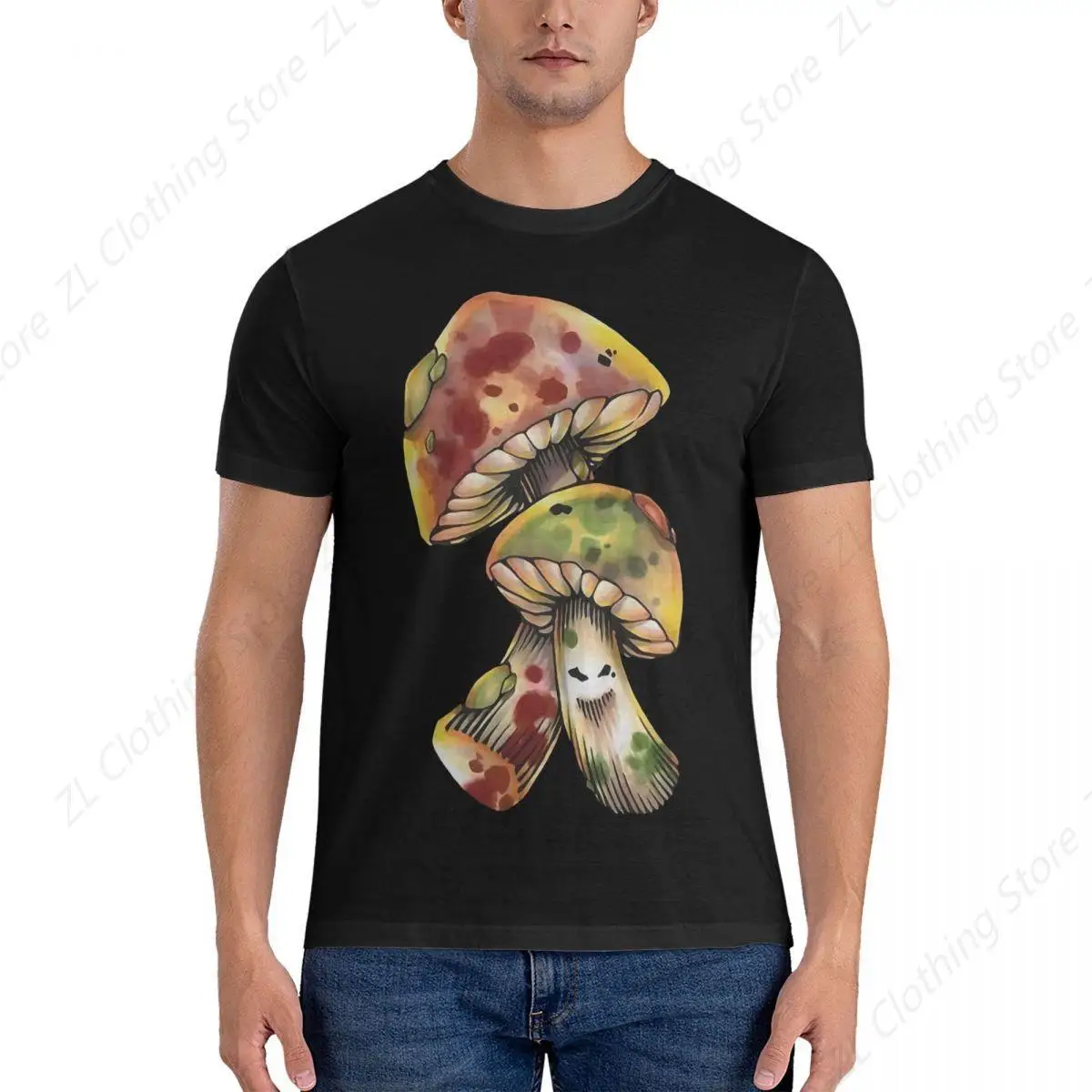 Mushroom Men T Shirts Eminem E Creative Tee Shirt Short Sleeve Round Collar T-Shirts Pure Cotton Printing Clothes