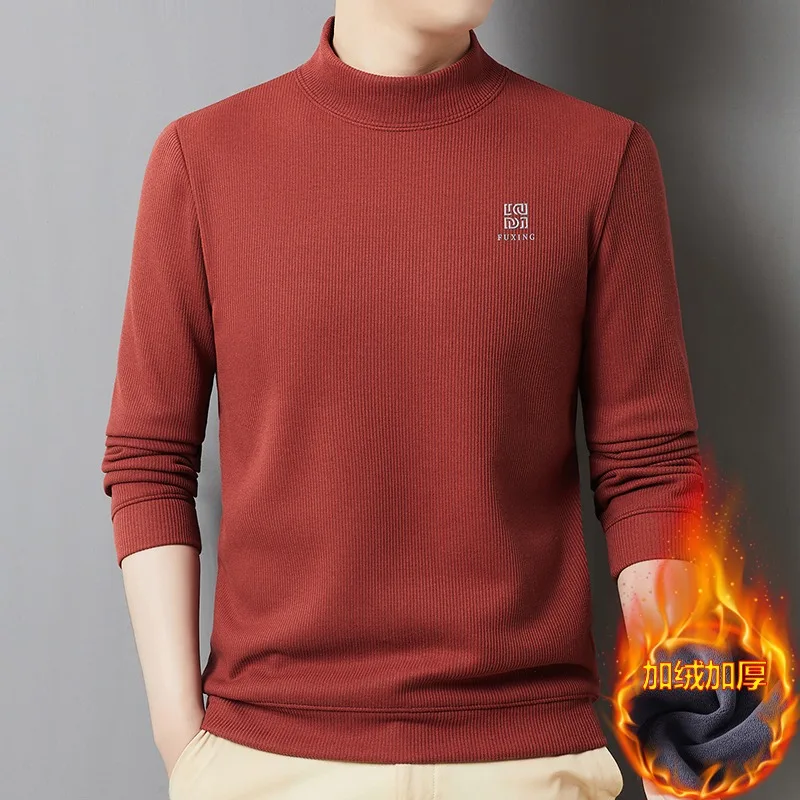 

Однотонный пуловер с длинным рукавом, мужская повседневная толстовка с полуводолазкой, топ