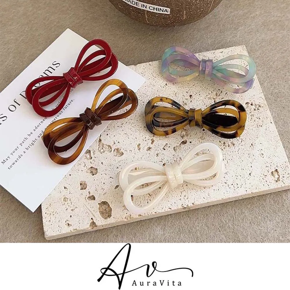 2024 New Trend Alloy Resin Multicolor Bowknot Duckbill Clip Family Gathering Creative Side Clip Women's Retro Headwear Wholesale