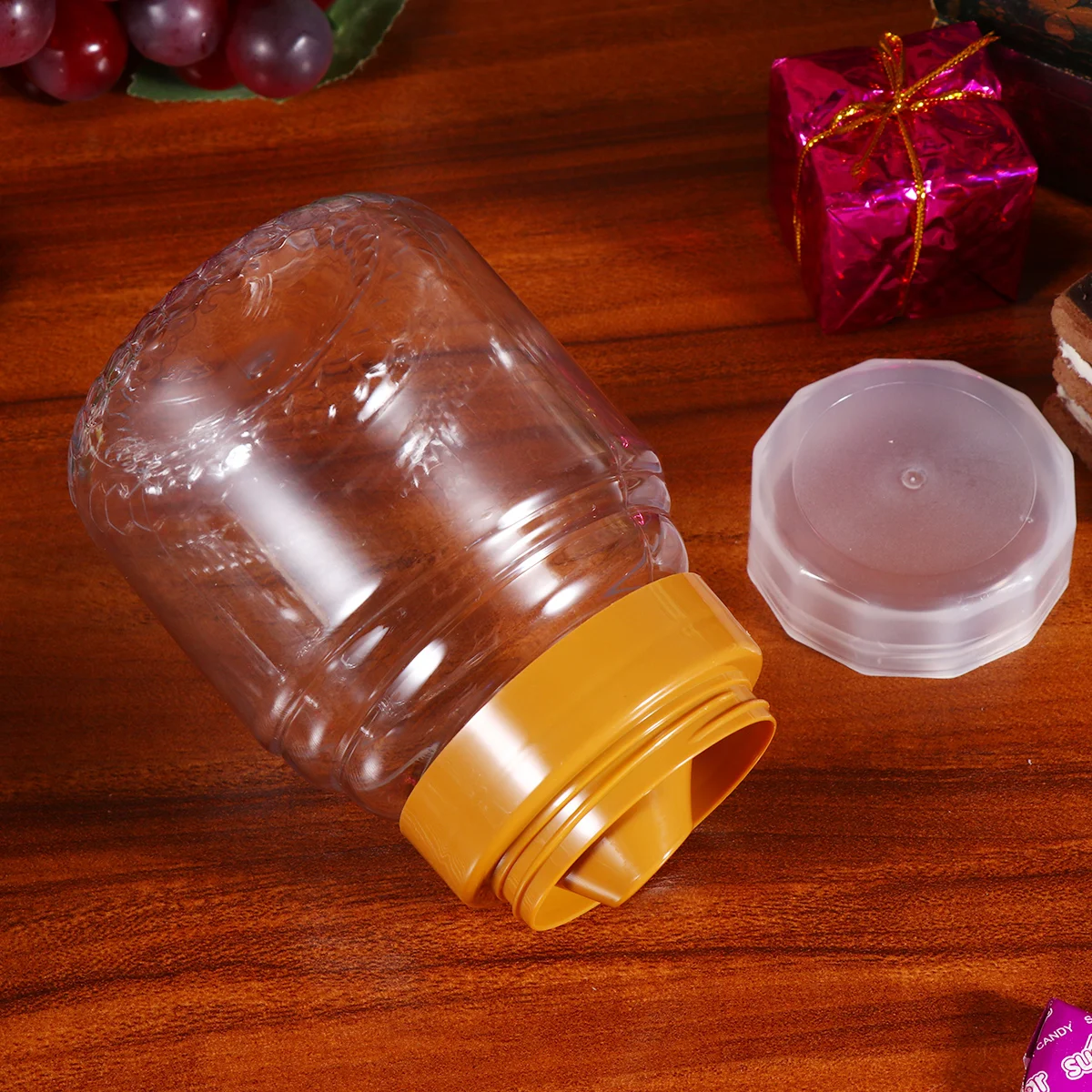 4PCS Transparent Honey Bottle Plastic Liquid Food Jar Portable Food Packaging Bottle Household Honey Jar with Lid for Home Campi