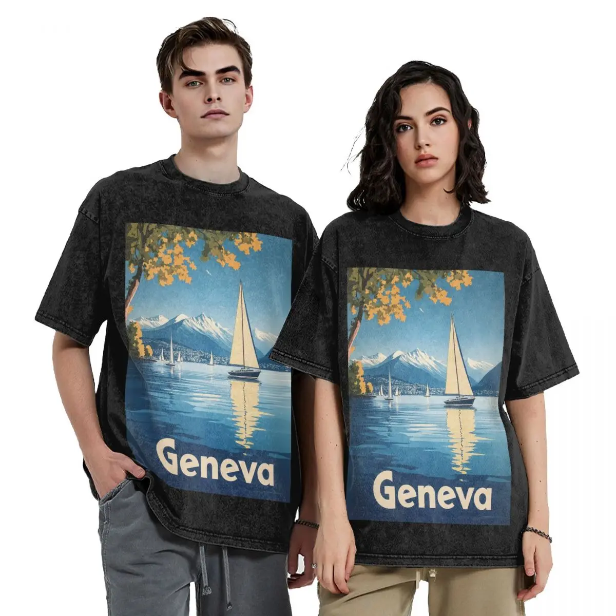 Discover The Enchanting Allure Of Geneva Hip Hop Short Sleeve T-Shirts Washed Tops Tees Streetwear T Shirt Printed for Men woman