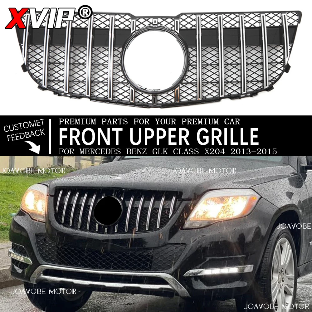 

XVIP Chrome Silver GTR Style Bumper Grille Grill For Mercedes Benz GLK-Class X204 2013-2015 GLK250 GLK300 GLK350 Car Accessories