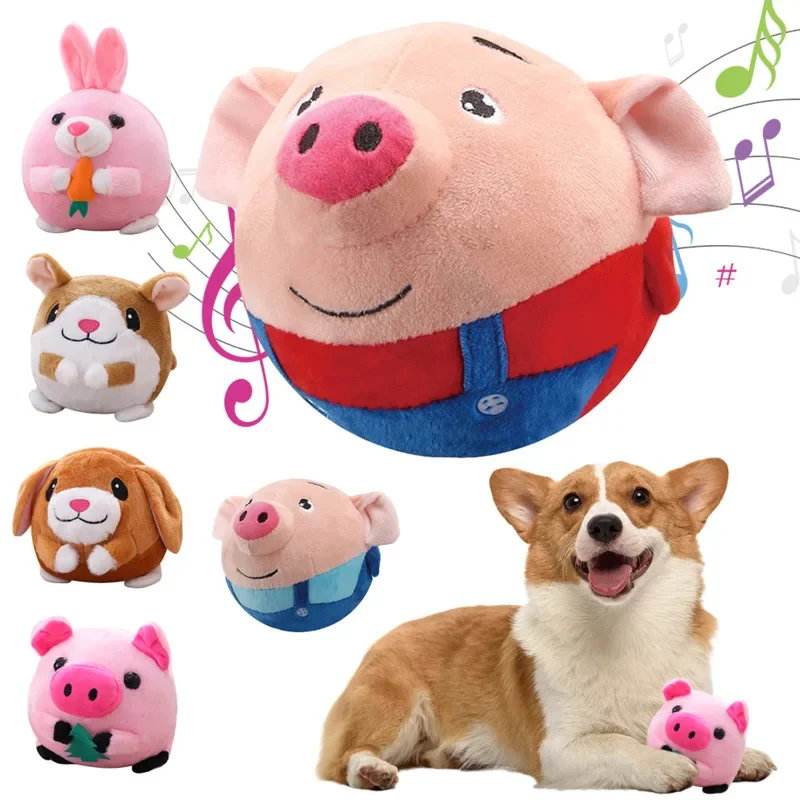 Pet Interactive Jump Ball Sing Bread Superman Pig Santa Claus USB Charging Plush Baby Toy Entertainment Remote Control Doll