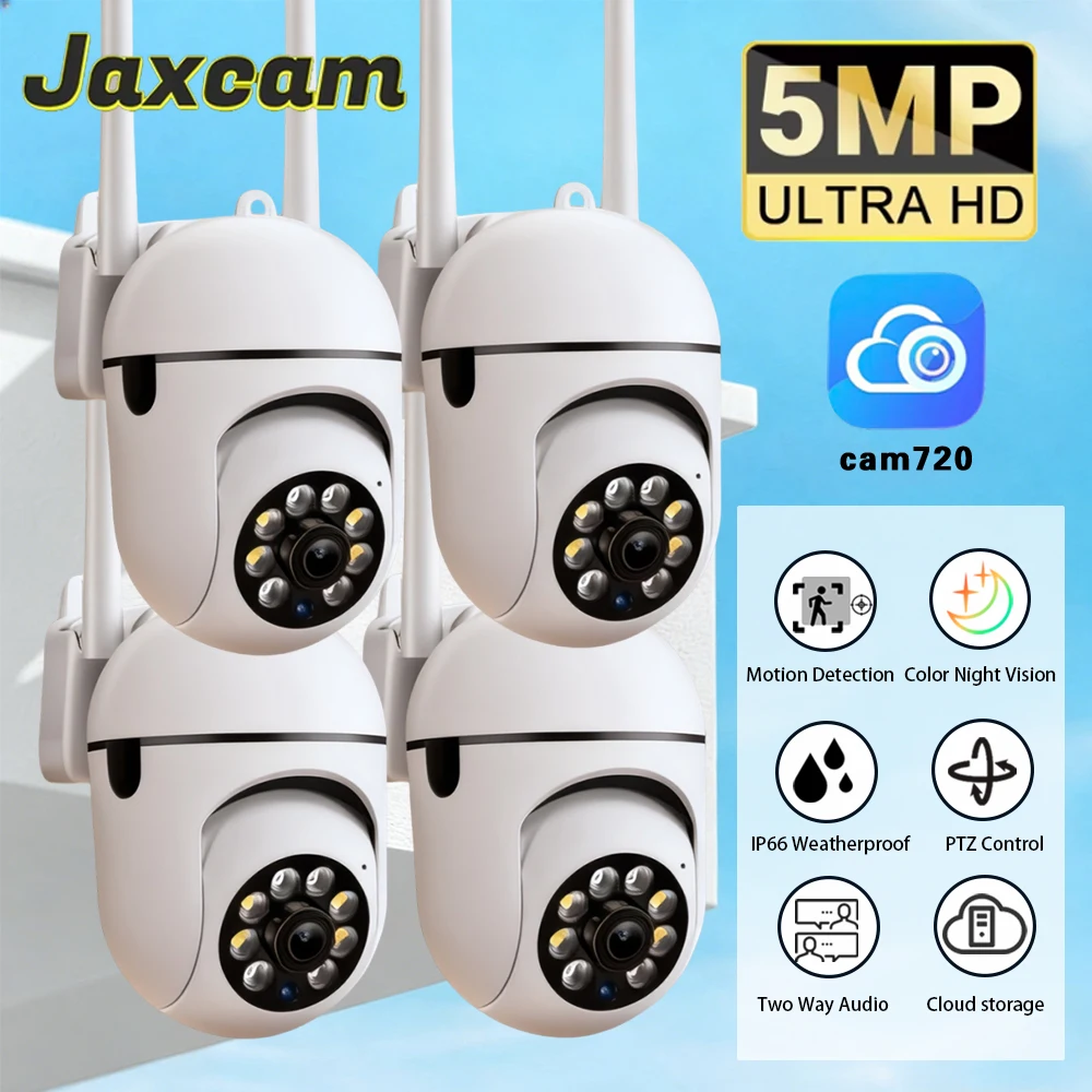 

Умная уличная IP-камера Cam720 APP 5MP PTZ для домашней безопасности с Wi-Fi, цветным ночным видением, беспроводным HD-видеонаблюдением и двусторонней аудиосвязью