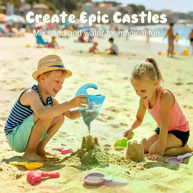 5Pcs Beach Children Wash Sand Overflow Funnel Outdoor Family Creative Beach Pile Sand Play Tool Rake Scoop Shovel
