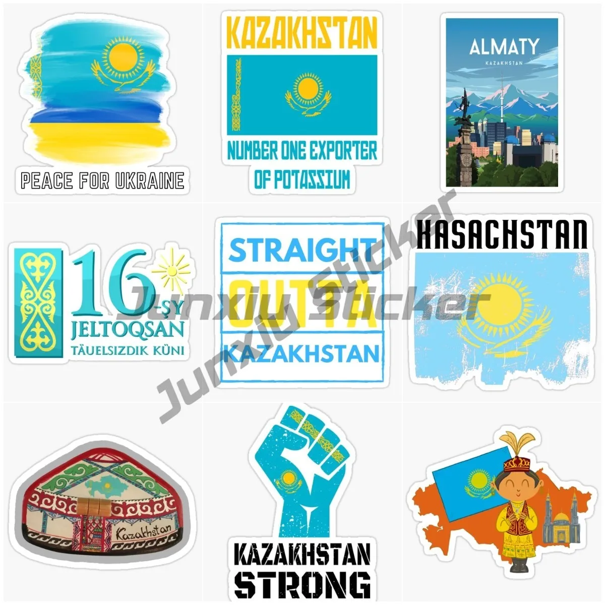 Kazakhstan Flag Creative Design Car Stickers Motorcycle Bicycle Laptop Helmet Decoration Decals Vinyl Sunscreen Waterproof