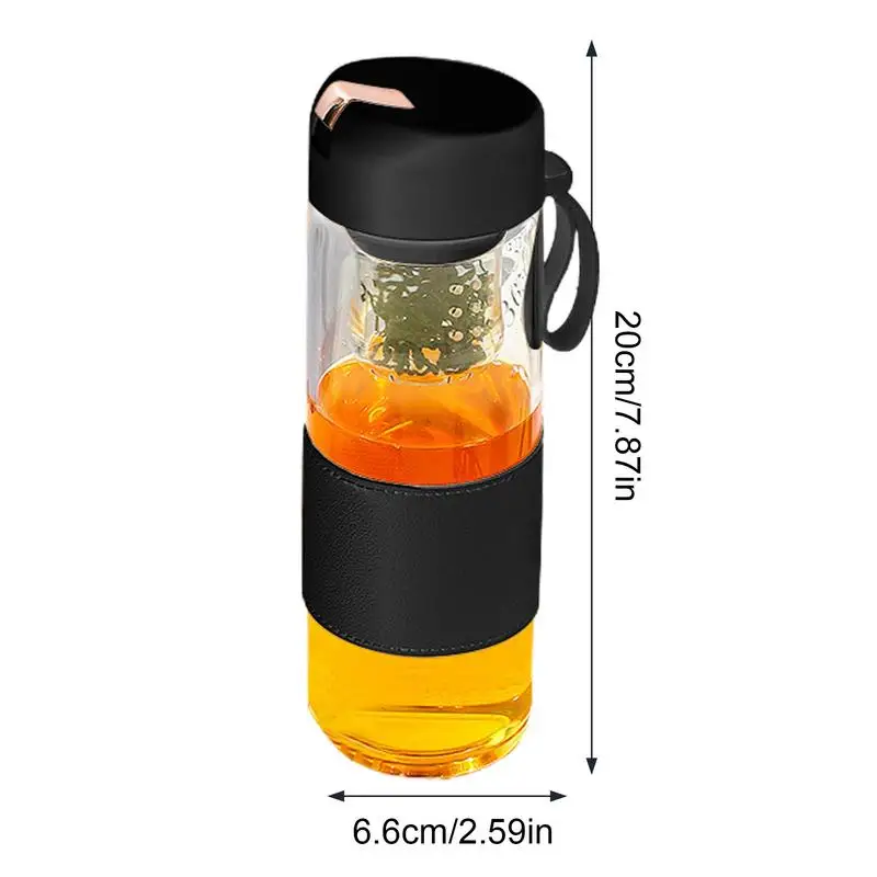 Glass Tea Bottle Magnetic Tea and Water Separation Glass Water Bottle Tea Bottle 450ml Tea Bottle Mug Cup with Tea Infuser for