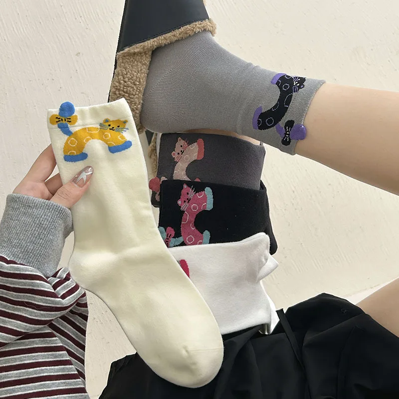 

Women's Socks Cartoon Cat Cute and Interesting Personality Soft and Comfortable Christmas Gift High-quality Cotton Women's Socks