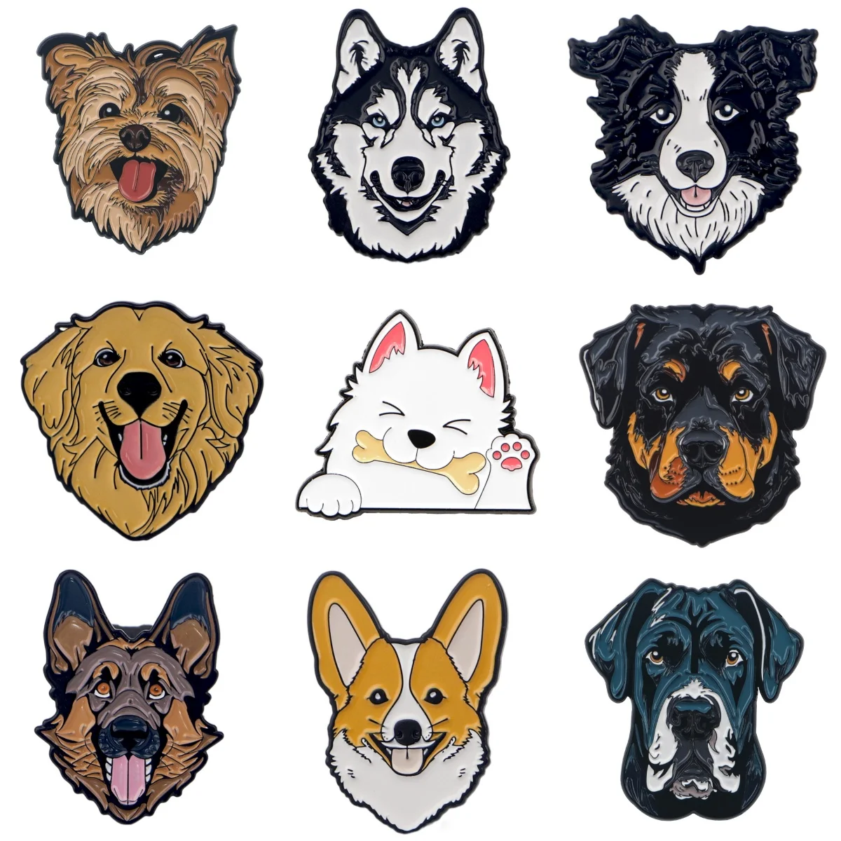 Nette Hunde Broschen Für Frauen Cartoon Haustiere Emaille Pin Corgi Metall Abzeichen Schmuck Kleidung Rucksack Zubehör Freunde Geschenk