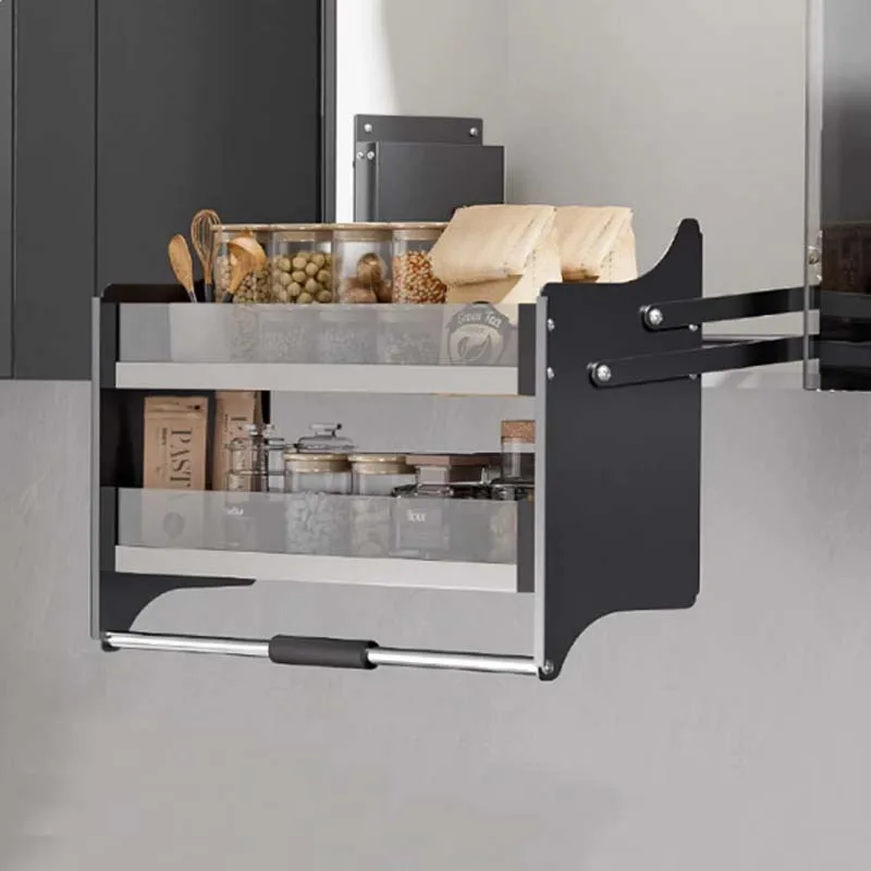 STT Kitchen Cupboard Drop Down  Storage Wall Cabinet Basket Metal Upper Cabinet Pull Down Spice Rack