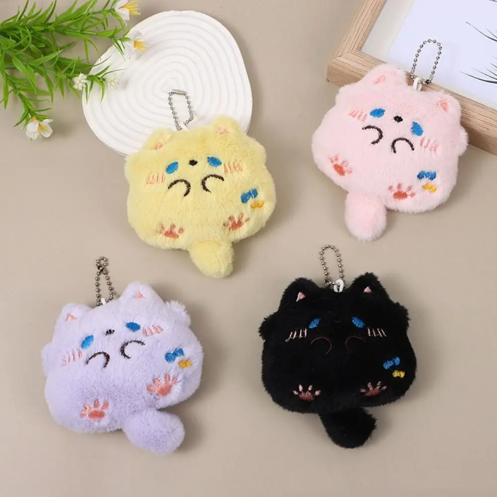 Zacht katje piepende sleutelhanger knuffeldier pluche pop kat pluche hanger mollige cartoon gevulde pop sleutelhanger rugzak