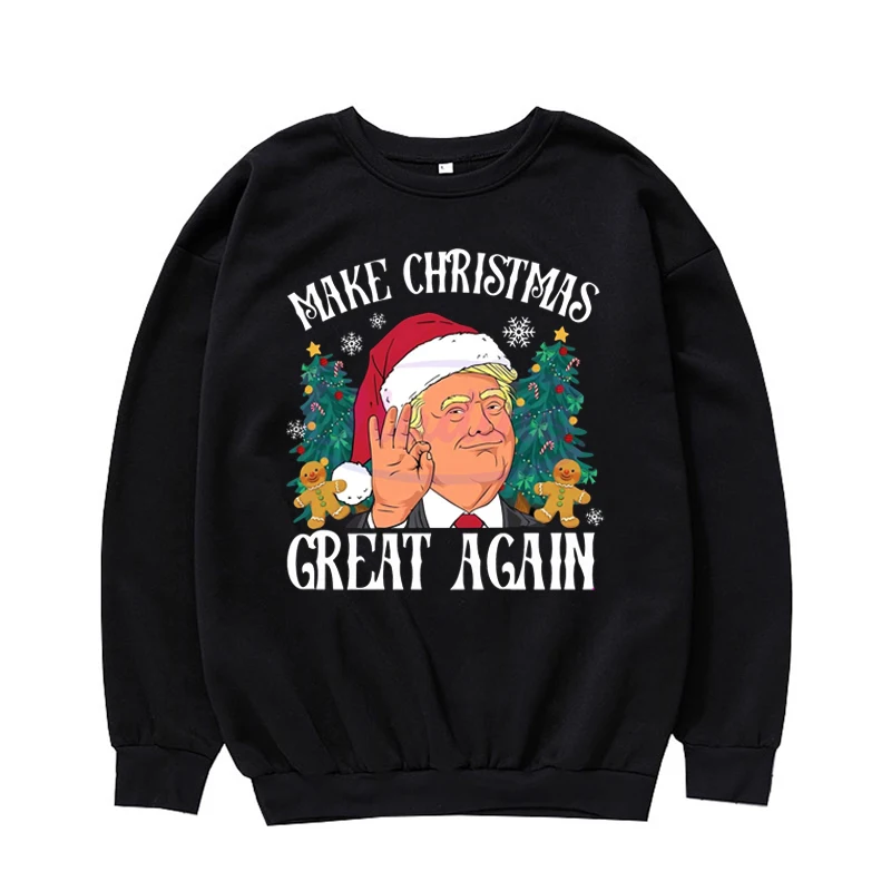 Trump Oversized Crew Neck Sweatshirt, I Want Trump to Spend Christmas with Me, Christmas Gifts, Harajuku Tops,Streetwear, Unisex