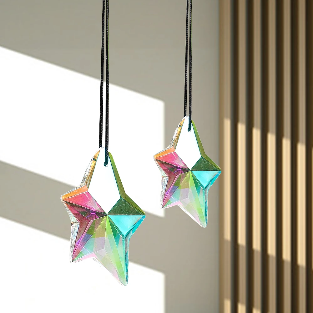 

38/50MM Laser Faceted Prism Glass Neptune Starfish Star AB Color Crystal Pendant Pentagram Rainbow Sun Catcher Chandelier Dangle