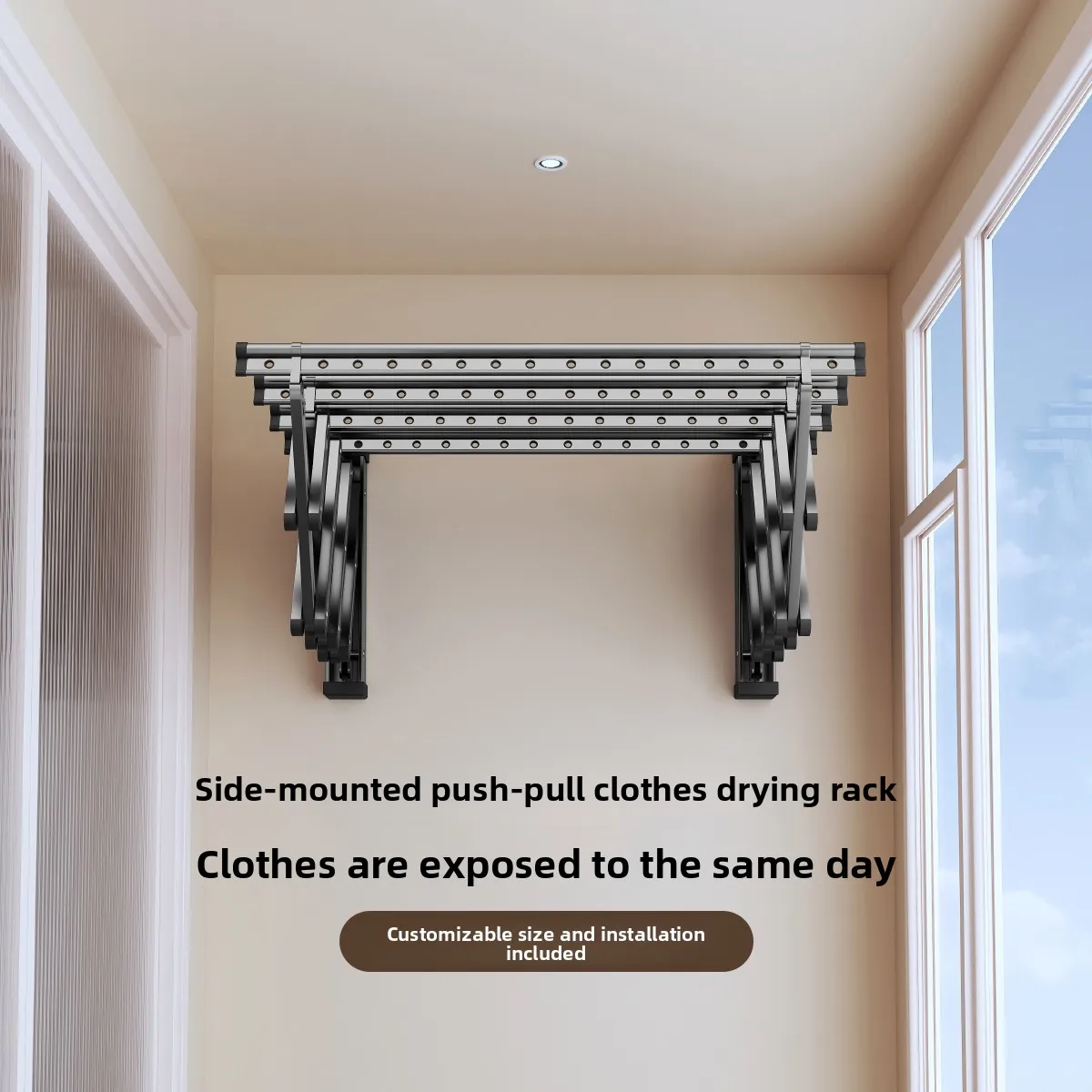 

Space Saving Foldable Side Wall Clothes Rack Balcony Mounted Laundry Drying Hanger