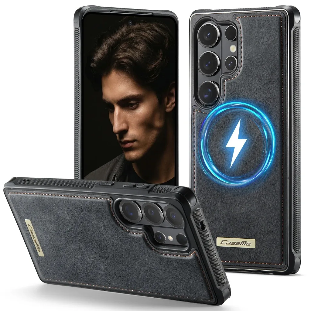 Vintage Leder-Textur Magnetische Handyhülle für Samsung Galaxy S26 Ultra S25 Edge S24 S23 FE S22 Plus A57 A17 A36 A56 Cover