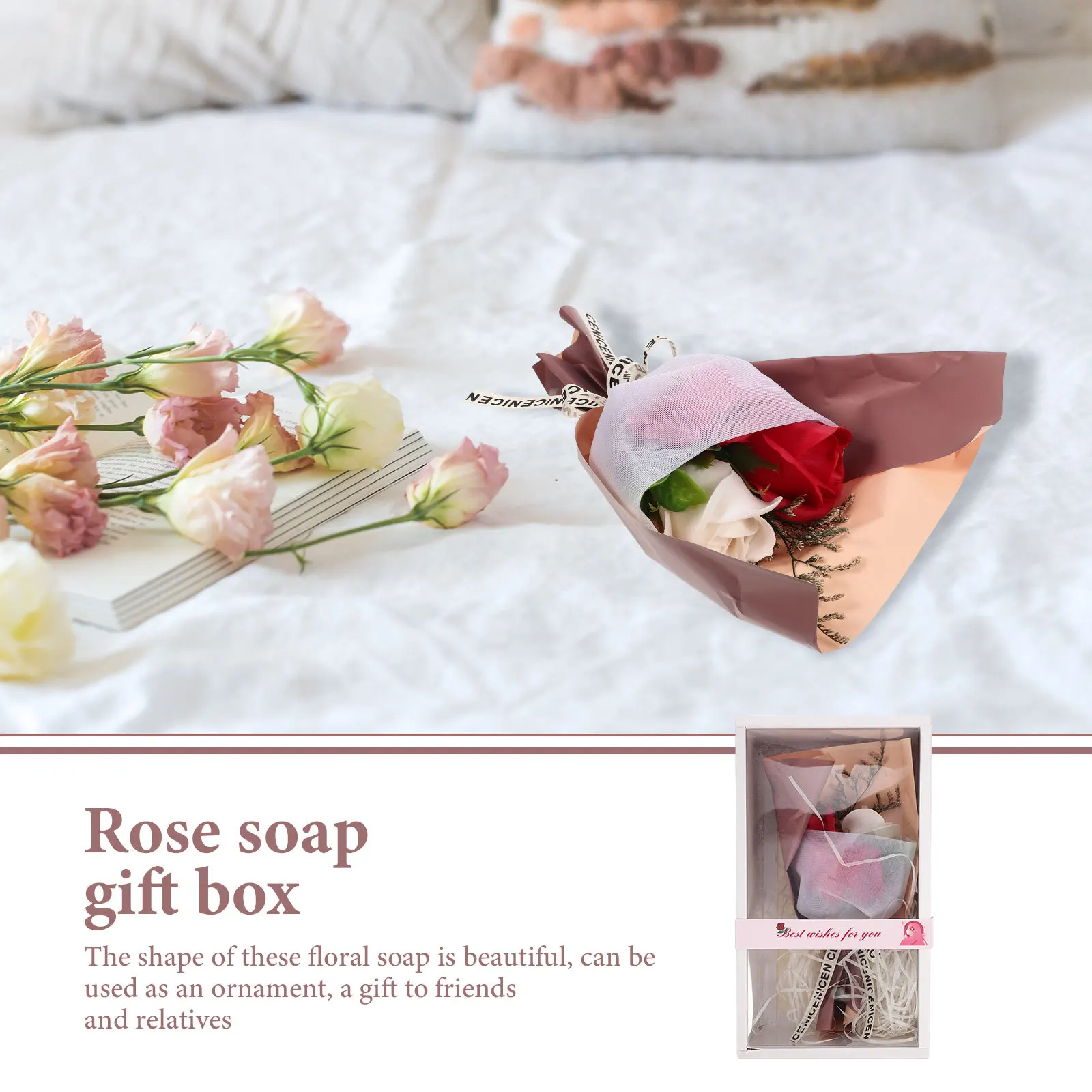 

1Set Handmade Soap Flower Artificial Rose Soap Gift Flowers Wedding Party Birthday Decoration Romantic Present