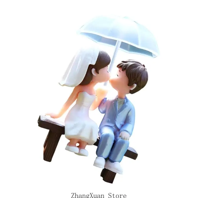 Regenschirm Paar Modell Statue PVC Figur für Schreibtisch Dekoration Kuchen für Hochzeit und Verlobung Party 3XUF – Detail 8