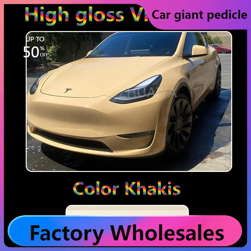 

vinyl car wrap Highest quality super gloss Khaki wrap true Gloss vinyl wrap for Vehicle wrap quality Warranty ZHUAIYA