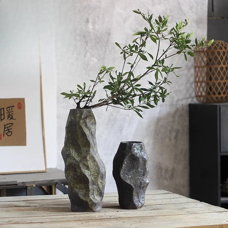 

Retro creative ceramic vase special-shaped pottery pot dry branch wabi-**** wind B & B soft decoration hydroponics flower jar fl