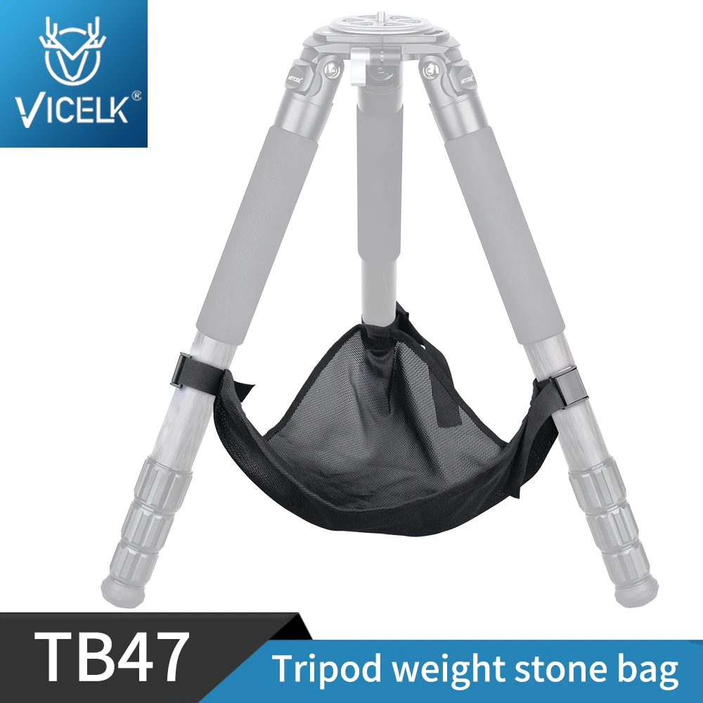 VICELK TB47 Portable Tripod Weight Stone Bag Black Universal for Light Tripod Camera Video Vlog Film Shooting Load Capacity 15kg