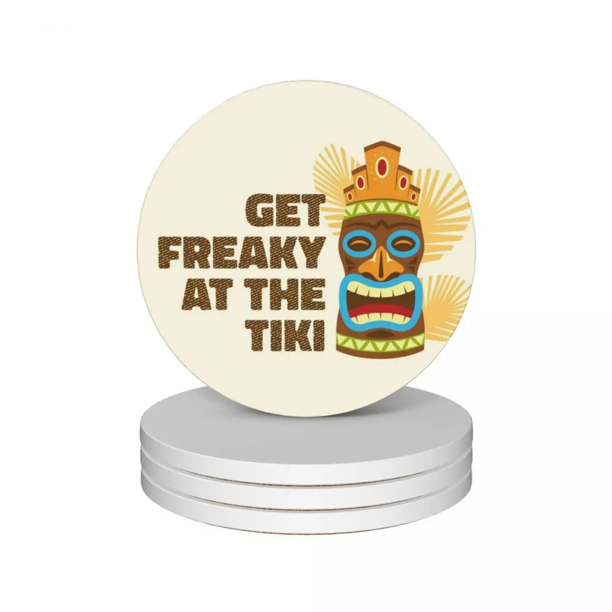 

Get Freaky At The Tiki Ceramic Coasters (Set of 4) custom tea cup holders cute kitchen supplies Coasters