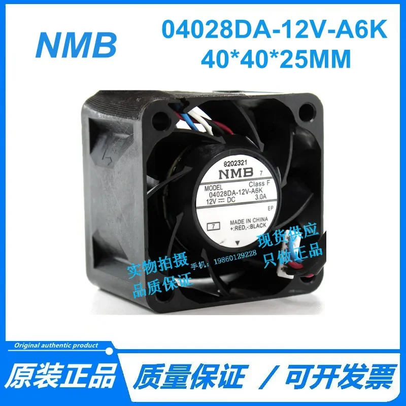 for NMB 04028DA-12V-A6K 12V 3.0A 4028 High Wind 4 Wire Double Ball Server Fan