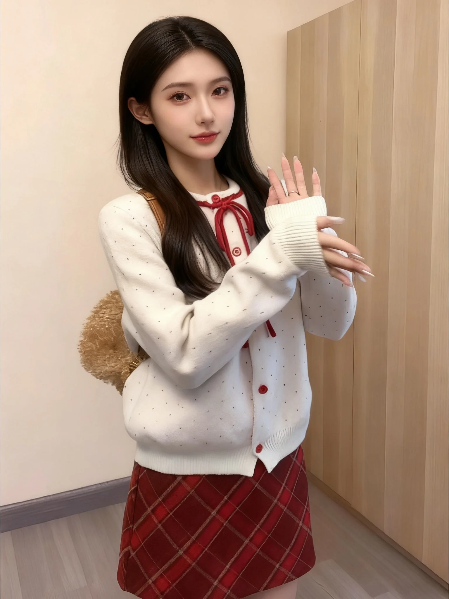 

Корейский Sle Sweet School orm Белый вязаный кардиган в горошек Женский осенне-зимний новый свитер Hatl для снижения возраста Ja...