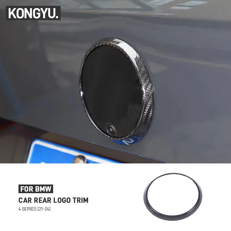 For BMW 4 Series G22 G23 G26 2021-2024 Real Dry Carbon Fiber Car Rear Logo Decoration Ring Cover Sticker External Accessories