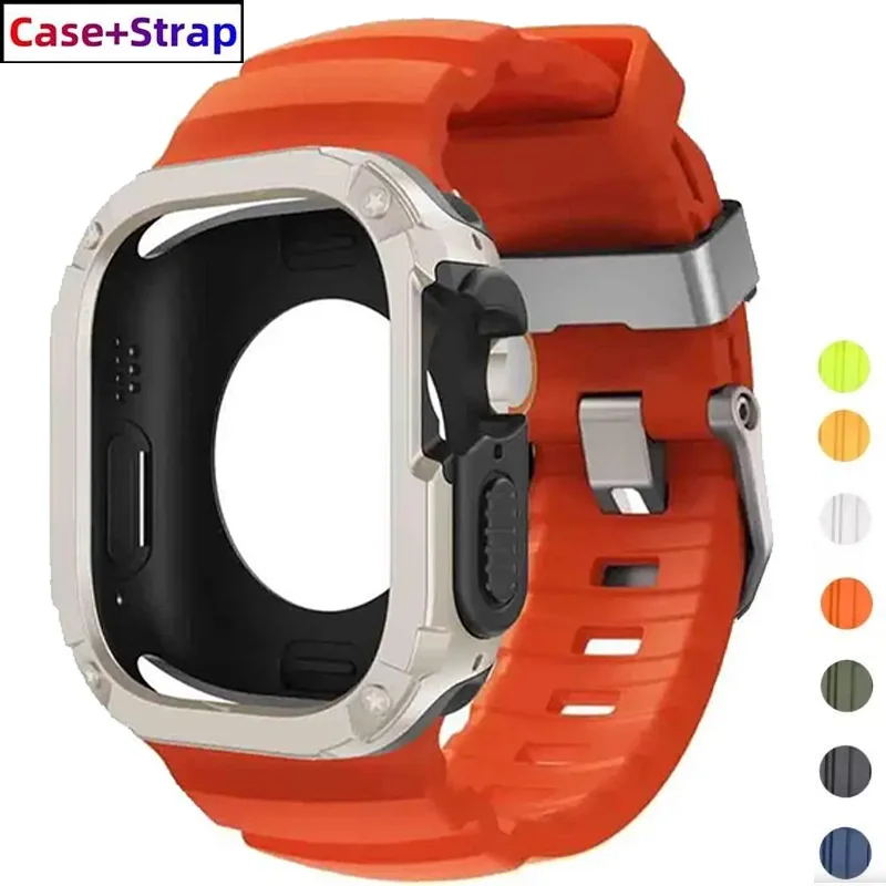 

Silicone Strap+Case Waterproof For Apple Watch Ultra 3 2 49mm Series 11-10 46mm Band+Case for Iwatch SE 7 4-9 SE 44mm 45mm