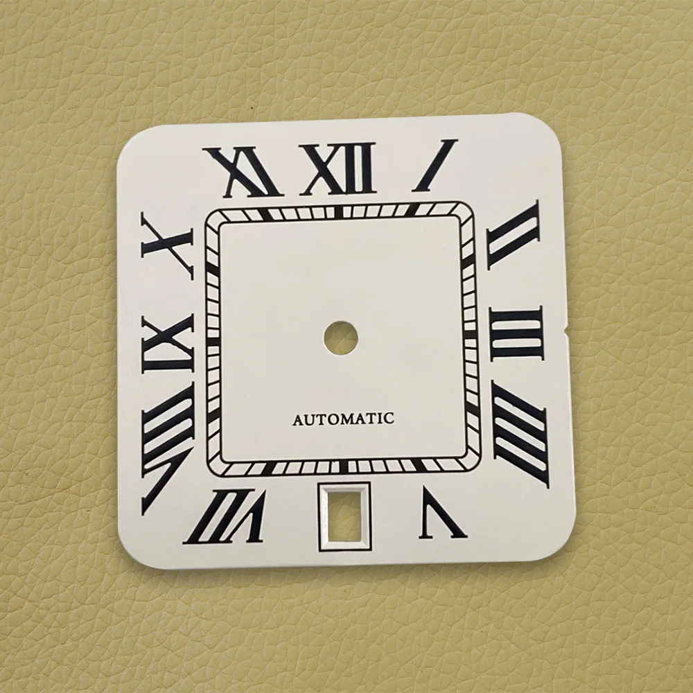 27mm S Logo Square Rome Dial Fit NH35/NH36/4R/7S Automatic Movement Fit 6 O'clock Watch Modification Accessories