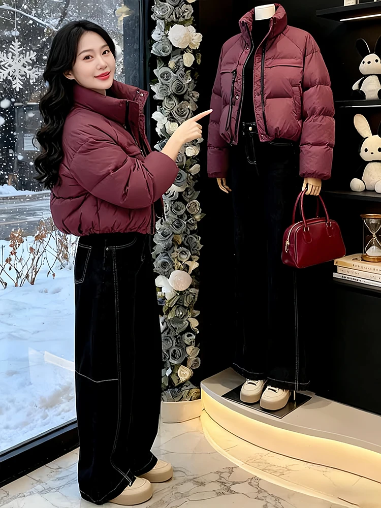 트렌디한 패딩 재킷 여성용 루즈핏 따뜻한 면 다운 코트 한국 스타일 출퇴근용 지퍼 순색 겨울 신상품...