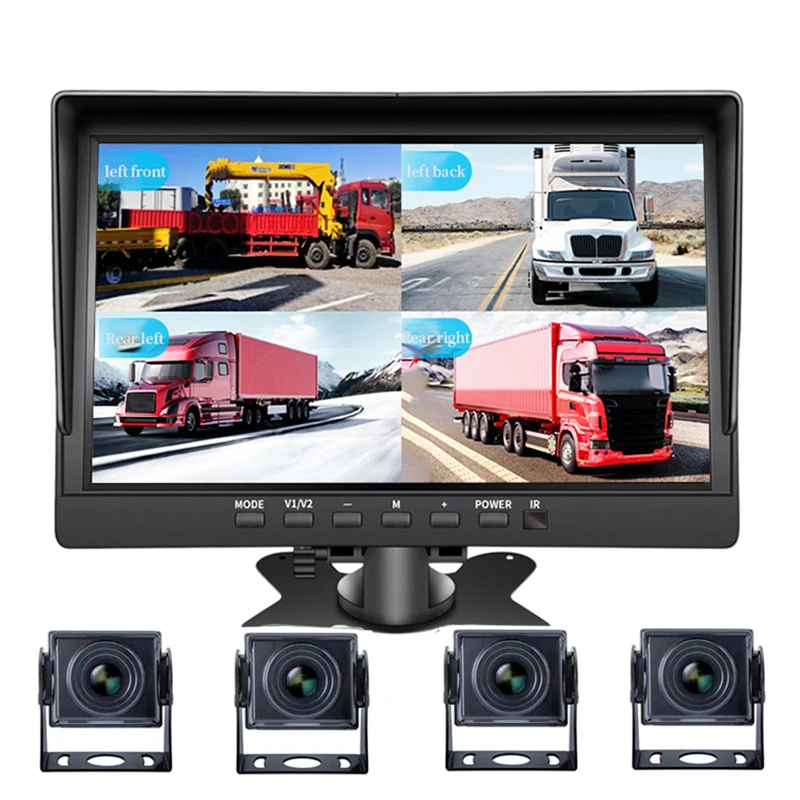 Monitor de pantalla AHD de 7 pulgadas con sistema de cámara de marcha atrás de 360 grados para estacionamiento, carretillas elevadoras, coches, respaldo de seguridad