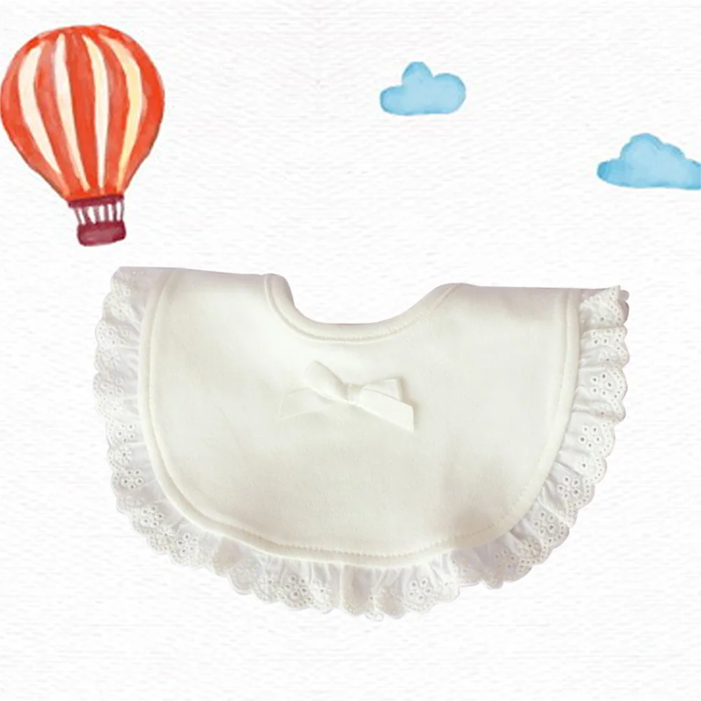Baby Waterproof Cotton Drool Bib For Newborn Infant Toddler Soft Dining Bib Keeps Clothes Dry White
