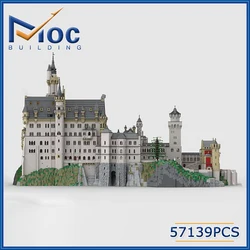 MOC Building Block Neuschwanstein Castle Technology Bricks The Medieval Times DIY Castle Assembled Architecture Model Child Toys