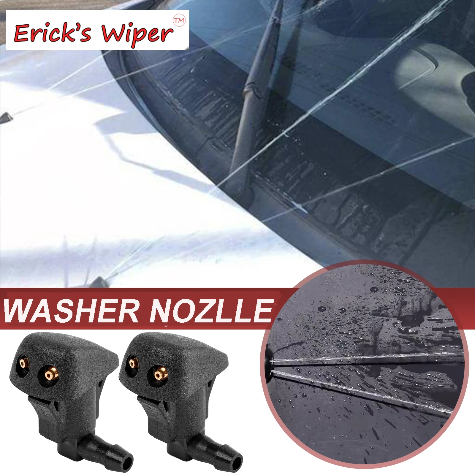 Erick\'s Wiper 2Pcs Front Windshield Wiper Washer Jet Nozzle For Toyota Yaris XP10 Tacoma MR2 Celica