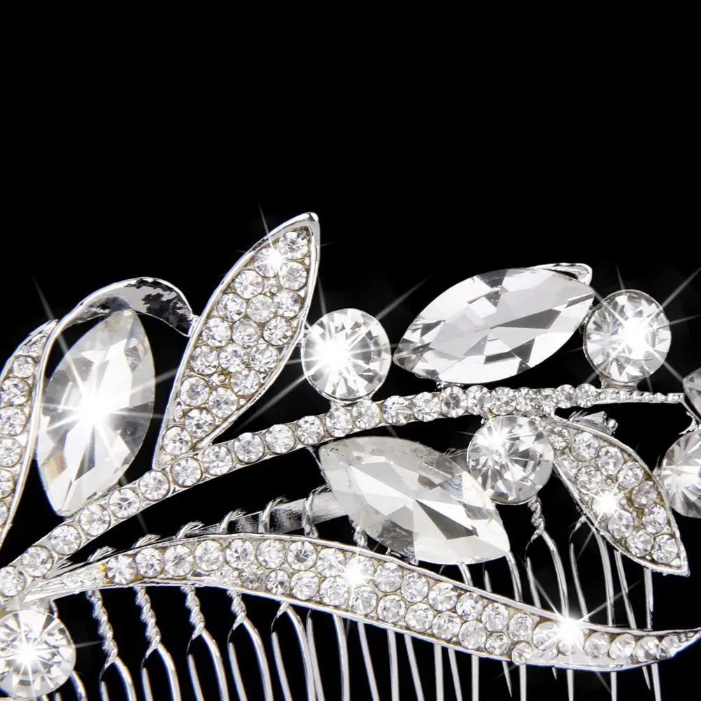 

Заколка-гребень для волос с кристаллами и стразами в форме цветка, из сплава, 95 см, 6 см, изящный очаровательный свадебный аксессуар для волос для женщин и девушек