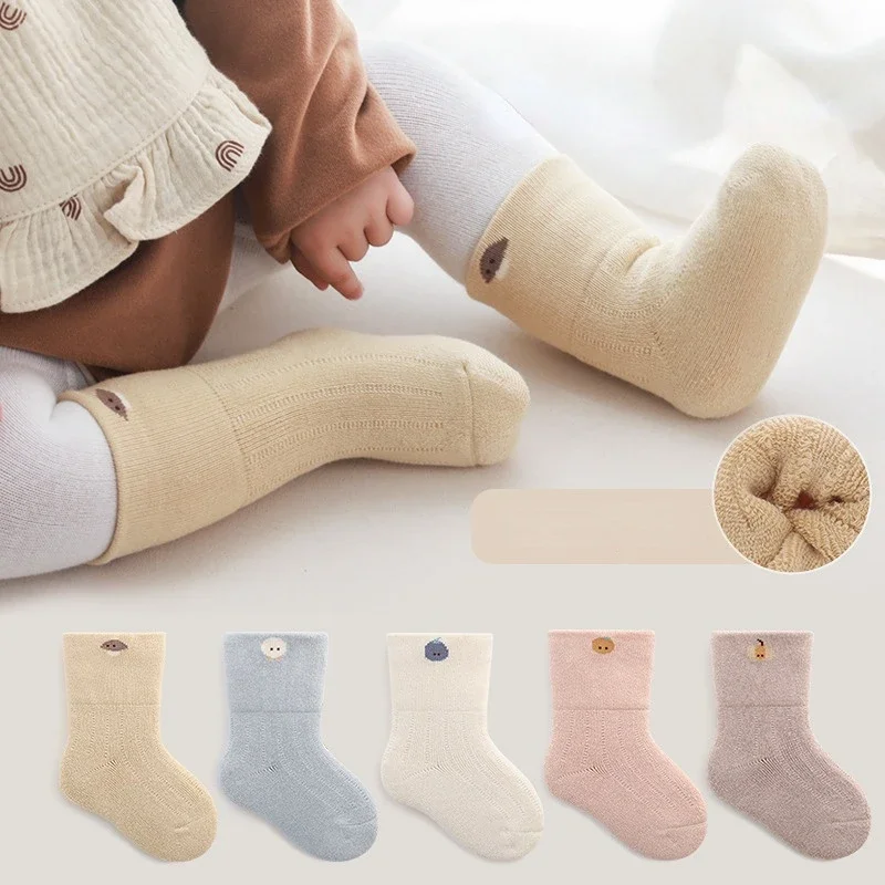 Winter Baby Socks Cute Cartoon Thicken High Elasticity Chaussettes Infant Socks Spring Autumn Warm Terry Socks for 0-3Y Kids