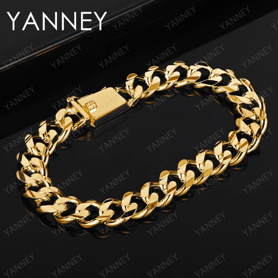 

8 Inches Charm 925 Sterling Silver 18K Gold 10MM Cuban Chain Bracelet For Women Men Jewelry Accessories Wholesale Fashion